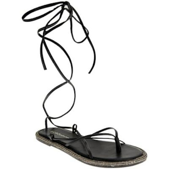 New in Box! BCBGeneration Black Gladiator Sandals Ankle Wrap Sz 9 - Picture 1 of 10